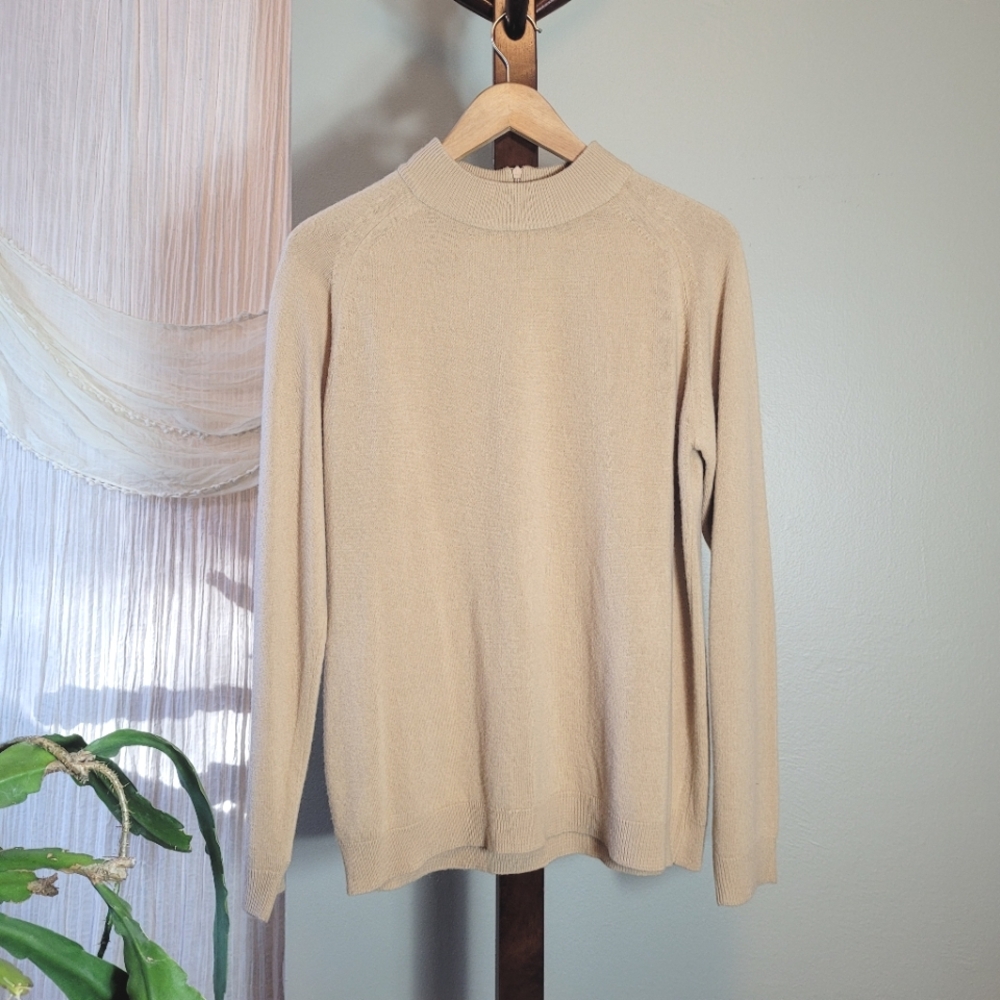Vintage Tan Mockneck Acrylic Sweater Size Medium
